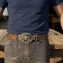 Fivela Cabeça de Touro com Canivete Secreto